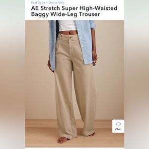NWT AE Stretch Super High-Waisted Baggy Wide-Leg Trouser